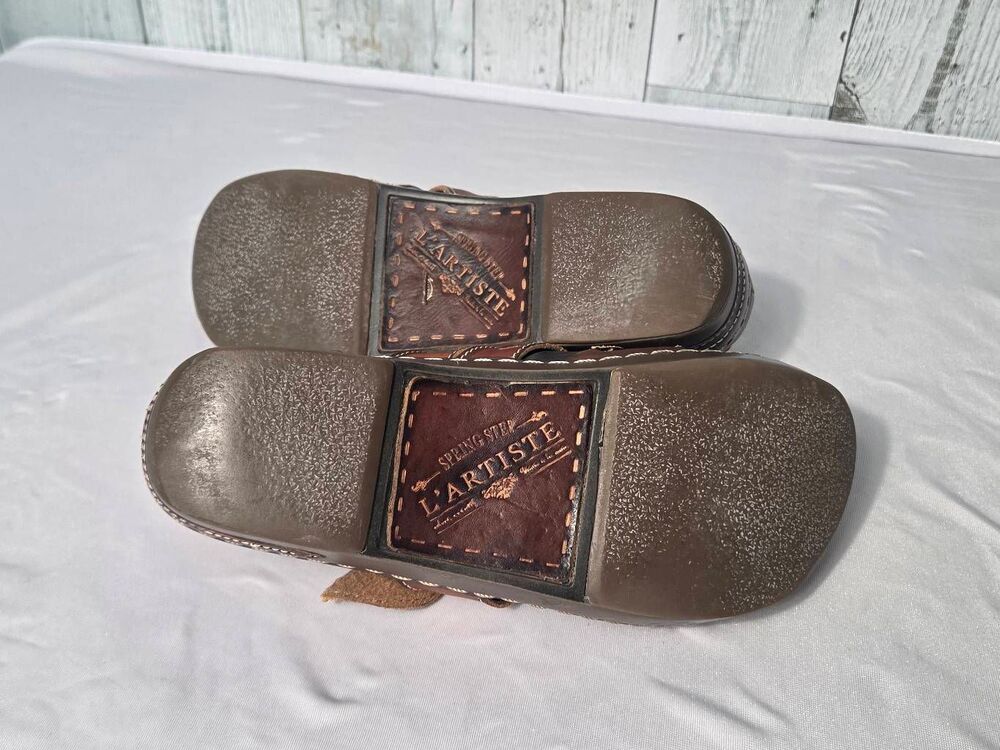 L'Artiste Sherbert Leather Enclosed Clogs w Hook & Loop Strap Sz. 38 (7.5-8) - Picture 10 of 10